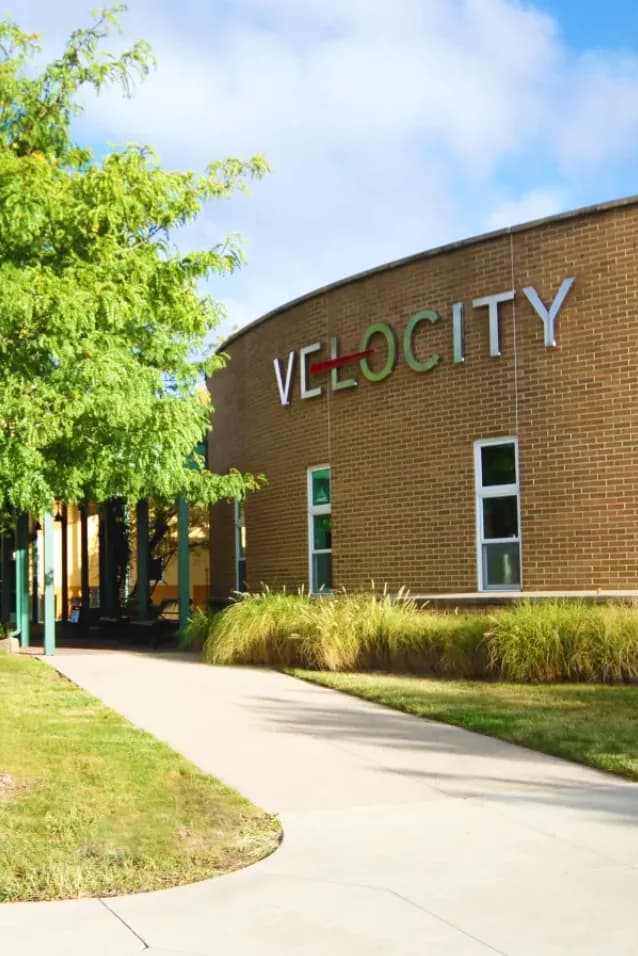 Front of the Velocity building, home of the Michigan office